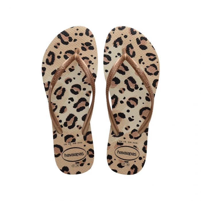 Sandalia Havaianas Slim Animals Bege Bege 35 36 Onca 1 Par